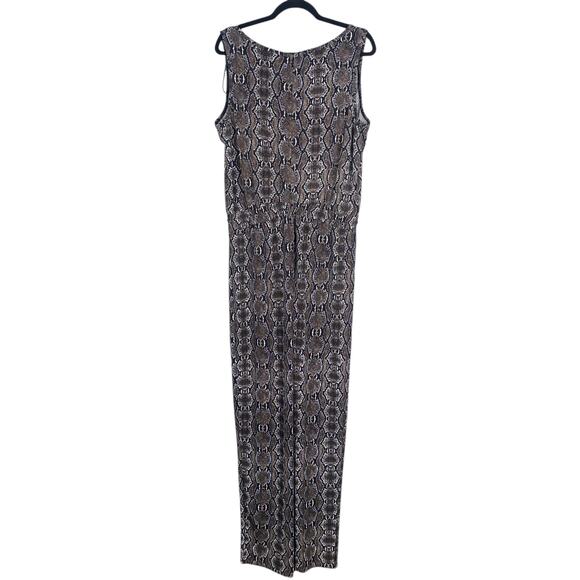 Calvin Klein Snakeskin Mob Wife Glam Drawstring Straight Leg Jumpsuit SZ 14 - Picture 6 of 14